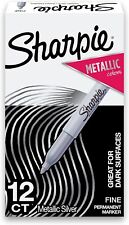 Sharpie Metallic Permanent Markers Fine Point Silver 12 Count