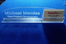 Personalized Acrylic Glass Name Plate Bar Desk With Business Card Holder Domed