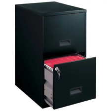 2 Drawer Steel Filing Cabinet With Lock Black Cam Lock Secures Two Drawers
