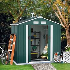 4x7 9x10 Outdoor Garden Storage Shed Metal Tool House Backyard Sliding Door
