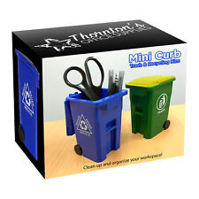 Mini Curbside Trash And Recycle Can Set Desk Pencil Cup Holder - Bluegreen