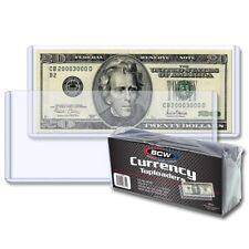 25 Bcw Regular Currency Toploaders Rigid Holder Storage Us Note Bill