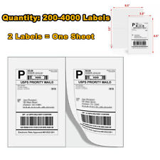 200-4000 Half Sheet Shipping Labels 8.5x5.5 Self Adhesive 2 Labels Per Sheet