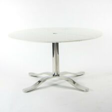 Nicos Zographos 54 Inch White Marble Stainless Alpha Dining Conference Table