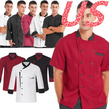 Us Mens Long Sleeve Chef Jacket Coat Hotel Kitchen Restaurant Workwear Uniforms