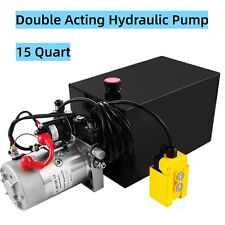 15 Quart Double Acting Hydraulic Pump Dump Trailer 12v Dc Unit Pack Power Unit