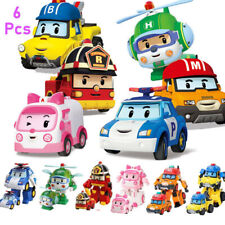 6x Robocar Toys Poli Roy Amber Helly Robot Transformers Action Car Figure Toy