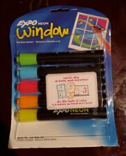 Expo Neon Window 5 Count Dry Erase Markers W Bullet Tip Assorted Colors