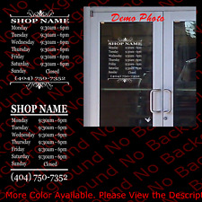 Custom Store Shop Name Business Open Hours Vinyl Window Decal Sign Door Bs015