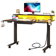 4755 Height Adjustable Electric Standing Desk With Power Outlets Led Lights