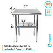 18 X 24 Stainless Steel Work Table With Galvanized Undershelf