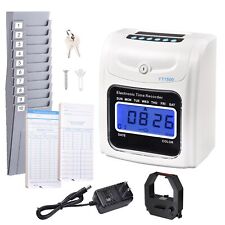 Attendance Punch Time Clock Employee Payroll Recorder Lcd Display W 100 Cards