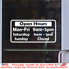 Custom Store Shop Open Hours Days Vinyl Decal Window Wall Glass Sign Door Bs026c