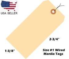 Size 1 Manila Inventory Shipping Hang Tags With Wire 2 34 X 1 38 Wired Tags