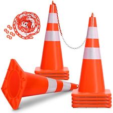 8pcs 28 Pvc Traffic Safety Cones Fluorescent Reflective W Chain Parking Road