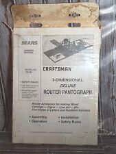 Vintage Sears Craftsman 3-dimensional Router Pantograph 925187 Owners Manual W2