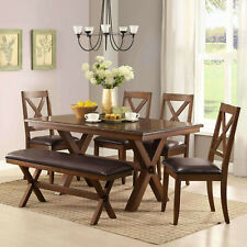 Farmhouse Dining Room Table Set 6-piece Wooden Kitchen Tables And Chairs Sets