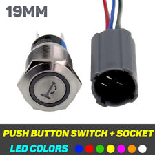 19mm Momentary Led Marine Car Horn Push Button Light Switch With Socket 12v