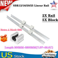 2x Sbr12162025 Linear Rail Guide L200-2200mm Slide Shaft Rod5x Bearing Block