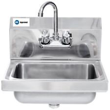 Stainless Steel Wall Mount Hand Sink With Faucet 15x17
