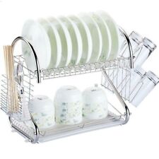 Kitchen Dish Cup Drying Rack Holder Sink Drainer 2-tier Dryer Stainless Steel