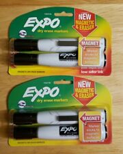 Lot Of 2 Packs Expo Dry Erase Markers Low-odor Magnetic With Erasers Built In.