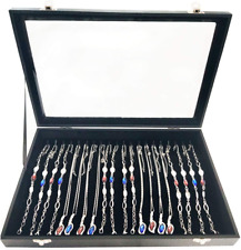Black Velvet Glass Top Jewelry Necklace Tray Organizer Box Display Cas