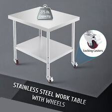 Stainless Steel Table With Casters Kitchen Island Bar Utility Cart 36x30 440 Lb