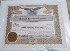Rare 1938 Centroid Consolidated Mines Stock Certificate Number 171 7000 Shares
