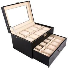 Large 20 Slot Leather Watch Box Case Organizer Glass Display Jewelry Storage