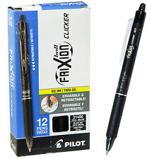 Pilot Frixion Ball Clicker 0.7 Retractable Erasable Black Ink Gel Pen Box Of 12