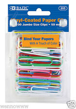 100 Pack Multi Color Paper Clips Pins Vinyl Coated 50 Mm Office Stationery