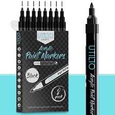 8-pack Extra Fine Tip 0.7mm Premium Black Acrylic Paint Markers By Utillo Craft