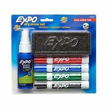 Expo Low Odor Dry Erase Marker Set With White Board Eraser And Cleaner Chisel