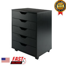 Wood Halifax 5-drawer Mobile File Cabinet Office Organizer Storage Cart Black