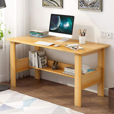 Wood Computer Desk Pc Laptop Dorm Table Study Workstation Wshelf Office Us 39