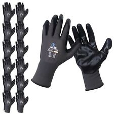 Glovbe 612120 Pairs Mechanic Work Gloves Nitrile Coated Oil Gas Resistant