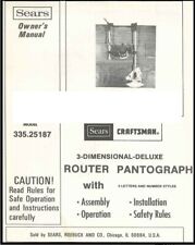 Operators Manual Fits Craftsman 3d Deluxe Router Pantograph 335.25187