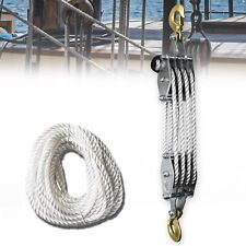 Block And Tackle 2t Breaking Strength Heavy Duty Pulley 65 Ft 38 Rope Pulley