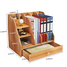 Wooden Desk Organizer Wdrawer Home Office Supplies Desktop Storage Pen Holder