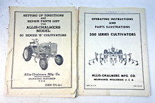 Vintage Allis-chalmers 60 500 Series Cultivator Operators Manuals