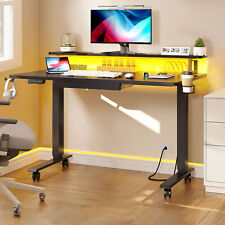 4755 Height Adjustable Electric Standing Desk With Power Outlets Led Lights