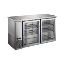 Peakcold 60 Glass 2 Door Back Bar Beverage Cooler Stainless Counter Height