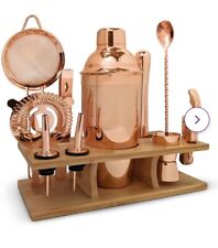 Bartender Kit Copper 11 Pc - Cocktail Mixology Set With Shaker Muddler Pourers