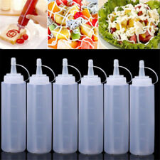 2pcs Plastic Squeeze Bottle Condiment Dispenser Ketchup Mustard Sauce Clear 8oz