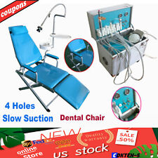 Portable 4 Hole Dental Folding Chairturbine Unitled Lightweak Suction Kit New