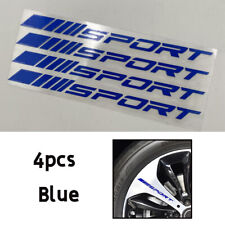 4pcs Blue Decal Sticker Vinyl Universal Sport Mark Car Wheel Rim Reflective Us