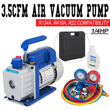 3.5cfm 14hp Air Vacuum Pump Hvac Refrigeration Ac Manifold Gauge Set R134a R22