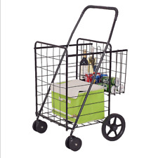 Costway Folding Shopping Cart Jumbo Basket Grocery Laundry Travel