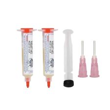 2pcs 10cc Solder Flux Paste Lead-free Needles Booster Syringe Pusher For Phone
